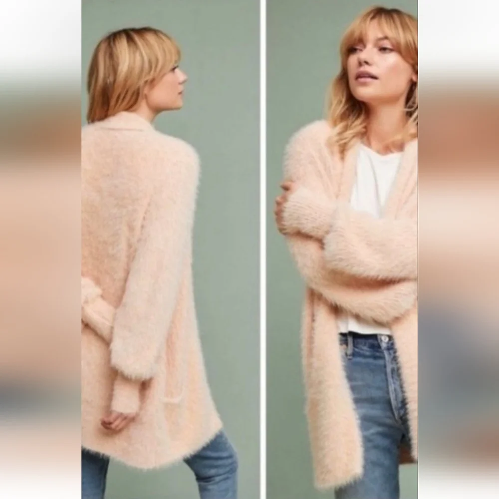 Knitted and knotted cardigan eyelash pocket long cozy sweater - Picture 16 of 16